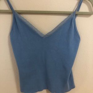 Brandy blue top w lace trim